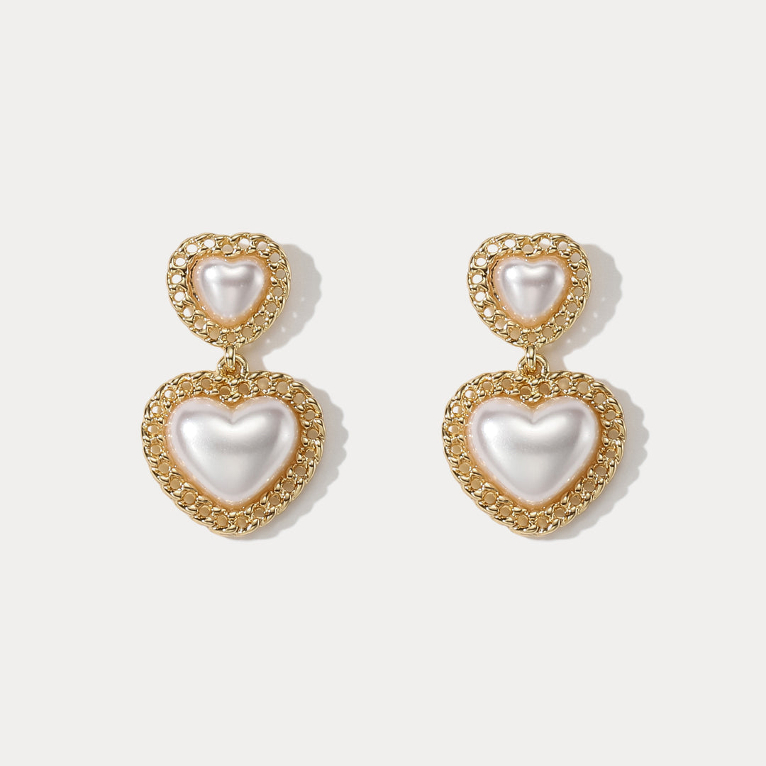 Pearl Heart Earrings