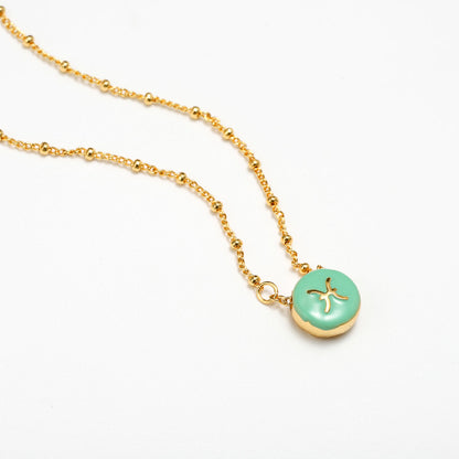 Zodiac Sign Four-leaf Clover Necklace