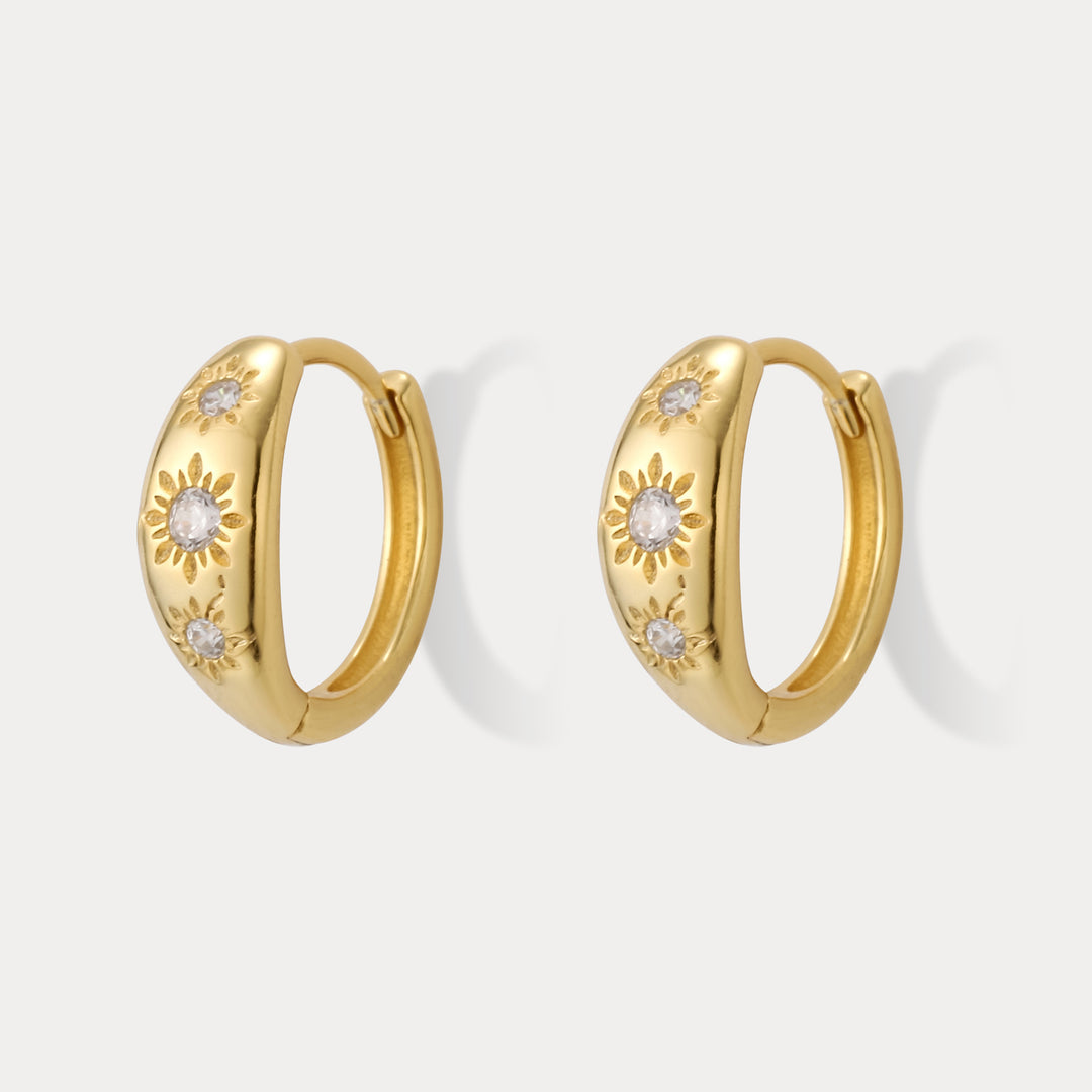 Eight-pointed Star Hoop Earrings