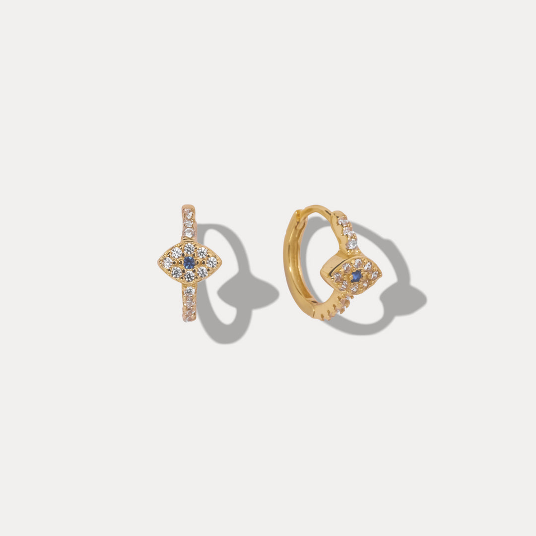 Sapphire Eyes Diamond Hoops Earrings