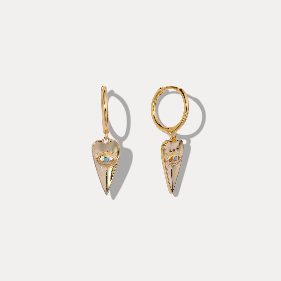Blue Eyes Love Drop Hoops Earrings