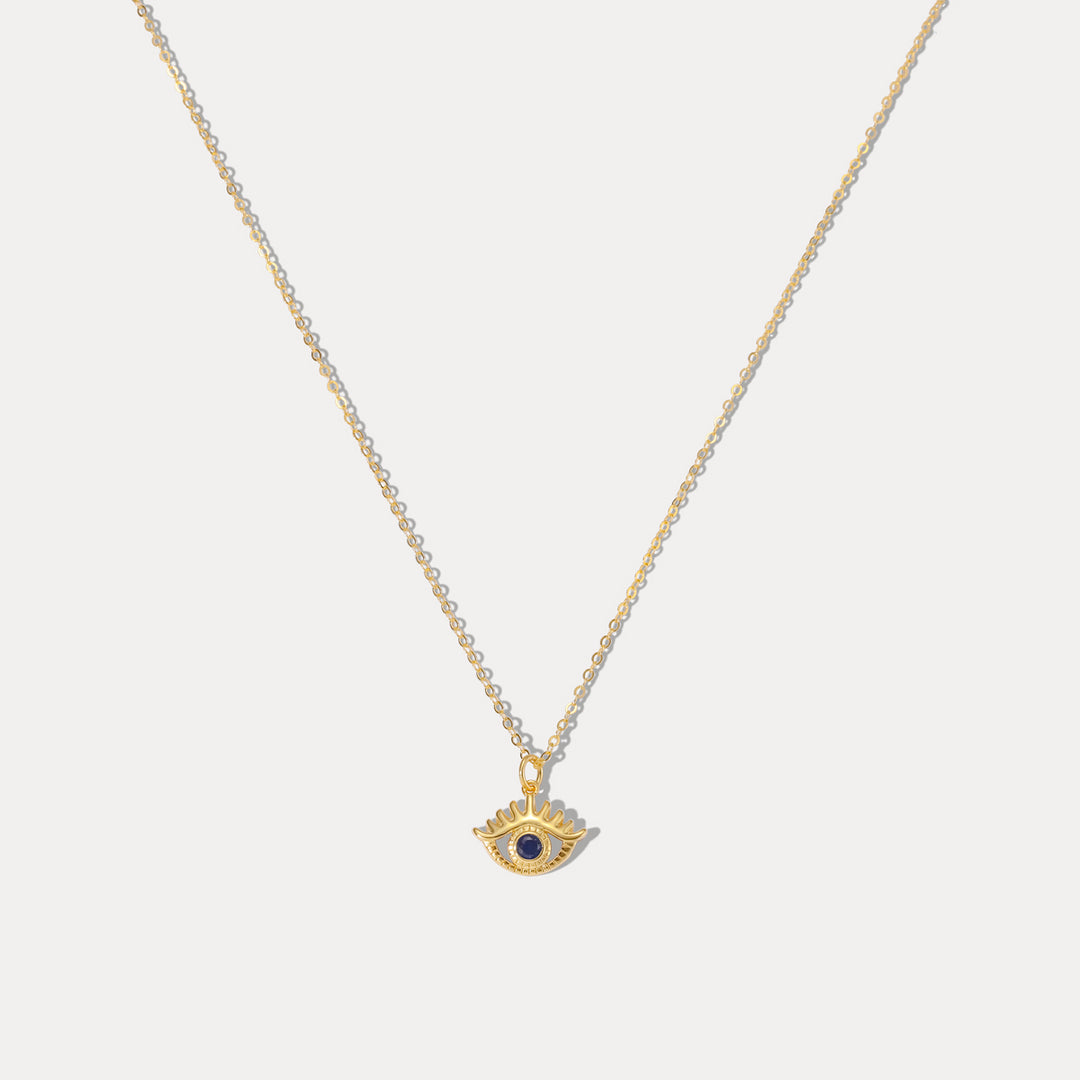 Sapphire Diamond Hollow Eye Chain Necklace