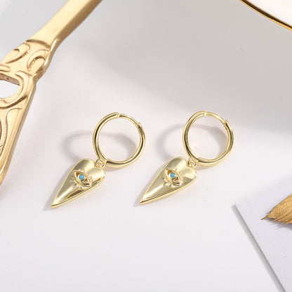 Blue Eyes Love Drop Hoops Earrings