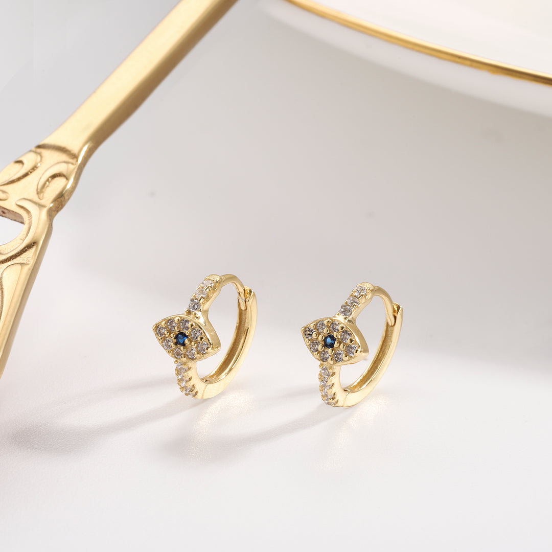 Sapphire Eyes Diamond Hoops Earrings