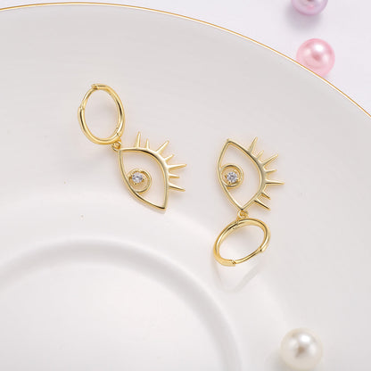 Diamond Eyes Drop Hoops Earrings