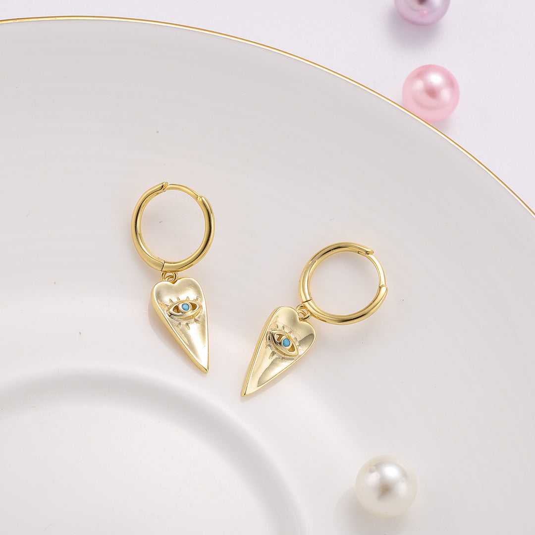 Blue Eyes Love Drop Hoops Earrings