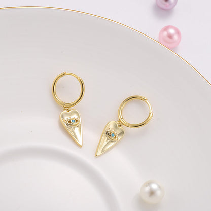 Blue Eyes Love Drop Hoops Earrings