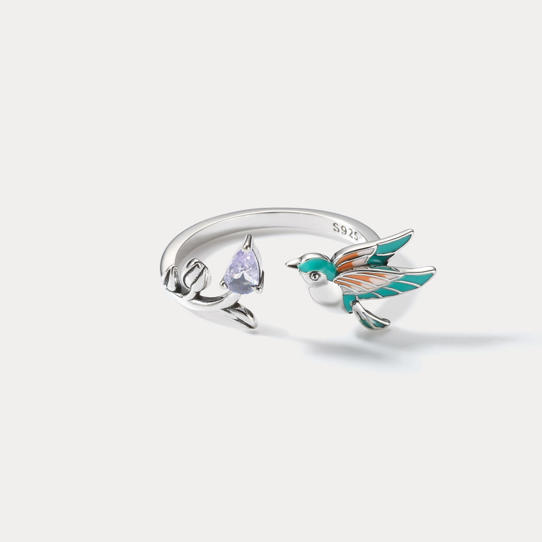 Silver Hummingbird Ring