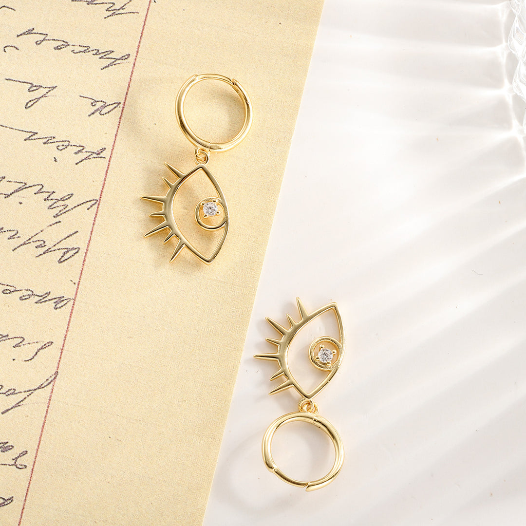 Diamond Eyes Drop Hoops Earrings