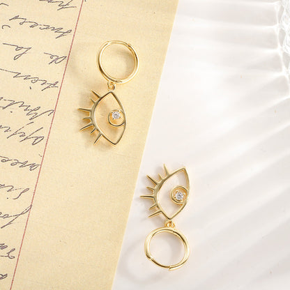 Diamond Eyes Drop Hoops Earrings