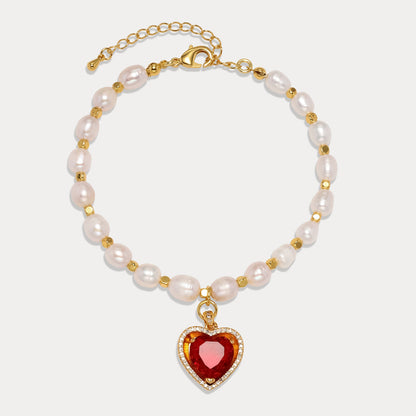 Heart Gem Pearl Bracelet