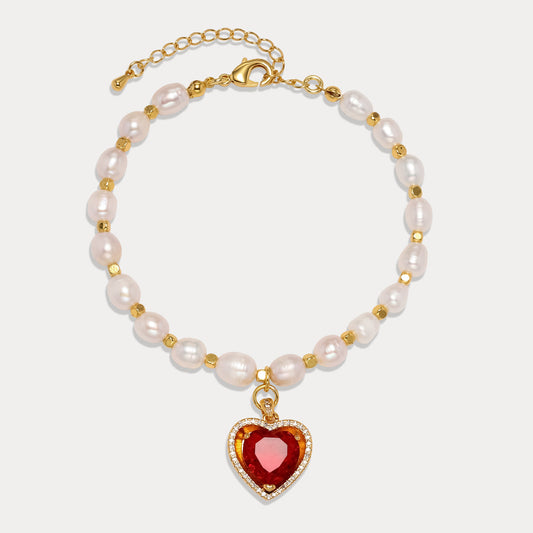 Heart Gem Pearl Bracelet