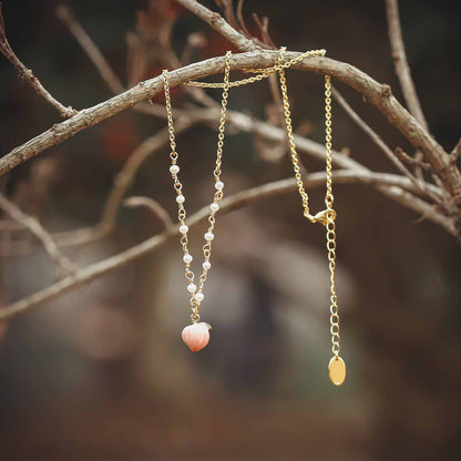 Peach Necklace With Pearl