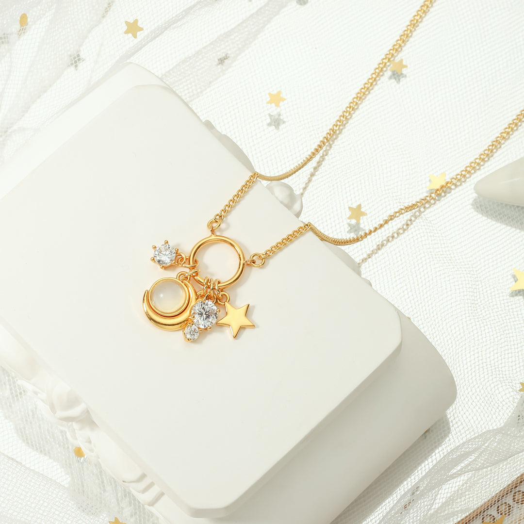 Moon Star Diamond Necklace