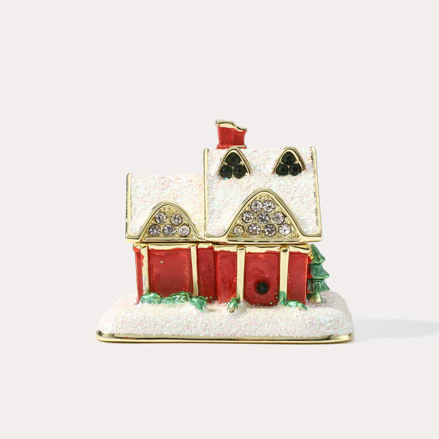 Christmas Snow House Trinket Box