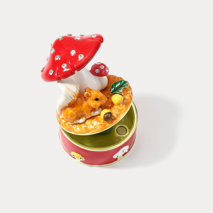 Mushroom House Squirrel Trinket Box