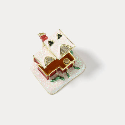 Christmas Snow House Trinket Box