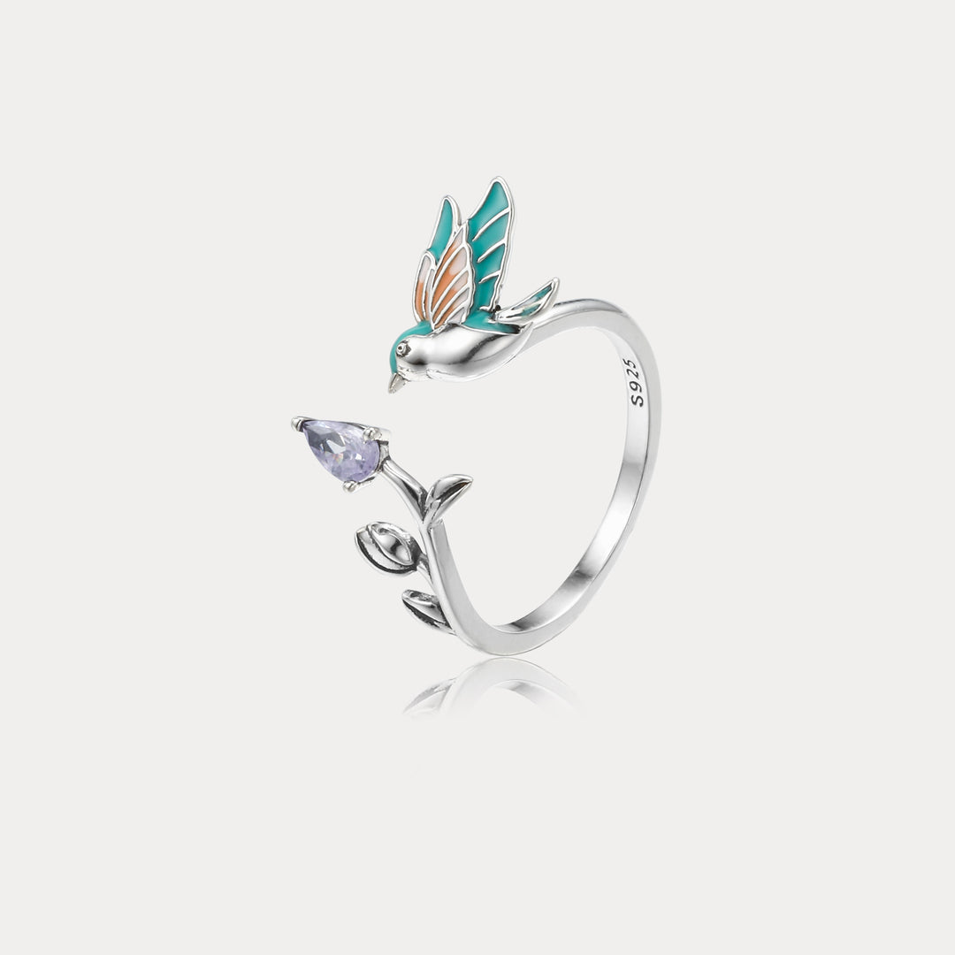 Silver Hummingbird Ring