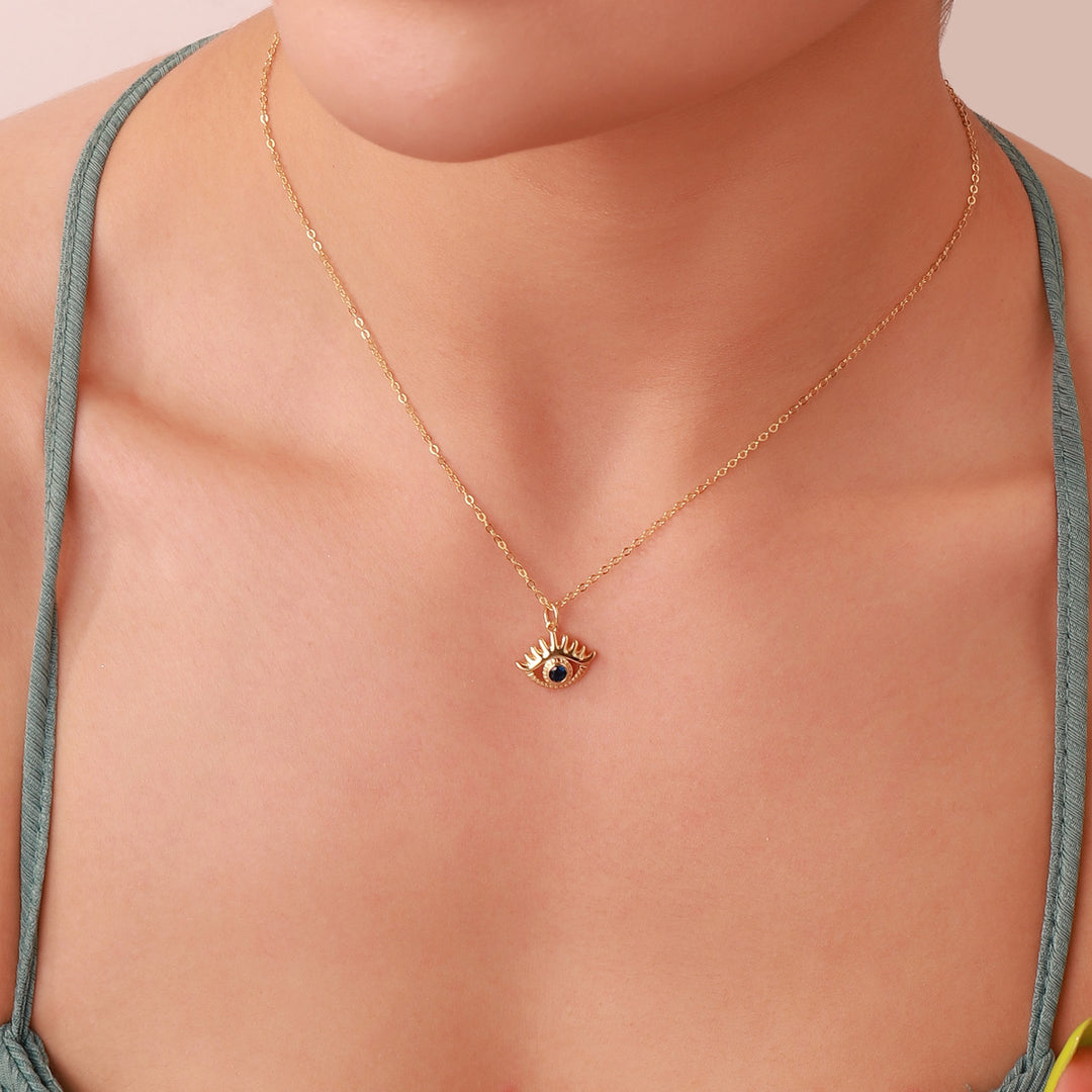 Sapphire Diamond Hollow Eye Chain Necklace
