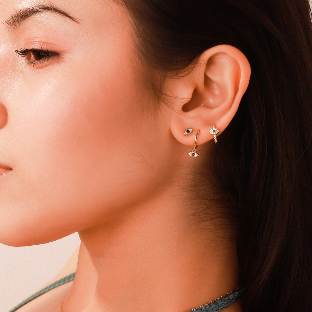 Sapphire Eyes Diamond Hoops Earrings