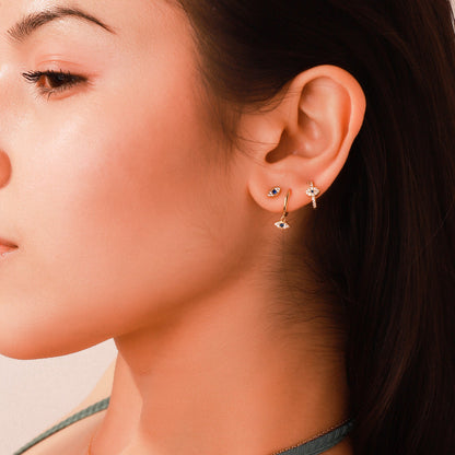 Sapphire Eyes Diamond Hoops Earrings