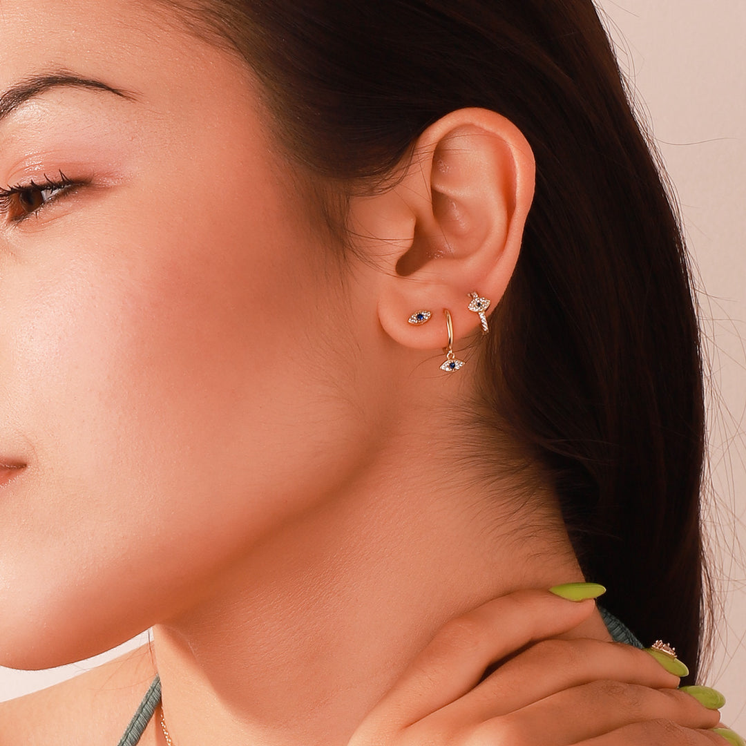 Sapphire Eyes Diamond Hoops Earrings