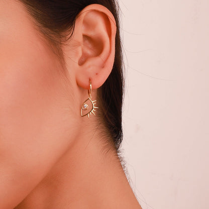 Diamond Eyes Drop Hoops Earrings