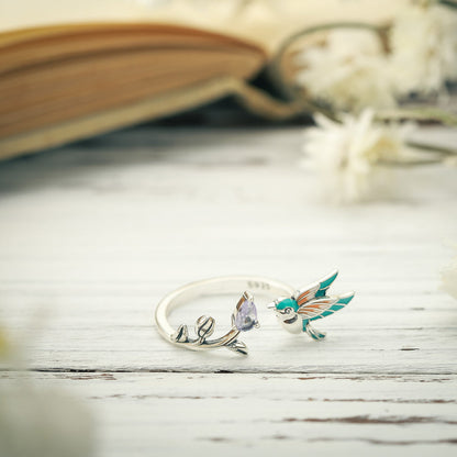 Silver Hummingbird Ring