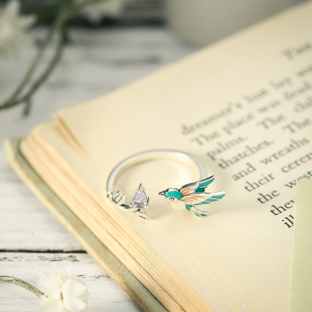 Silver Hummingbird Ring