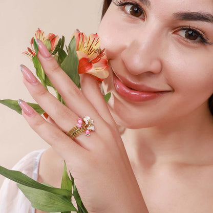 Raspberry & Lily of the Valley Ring