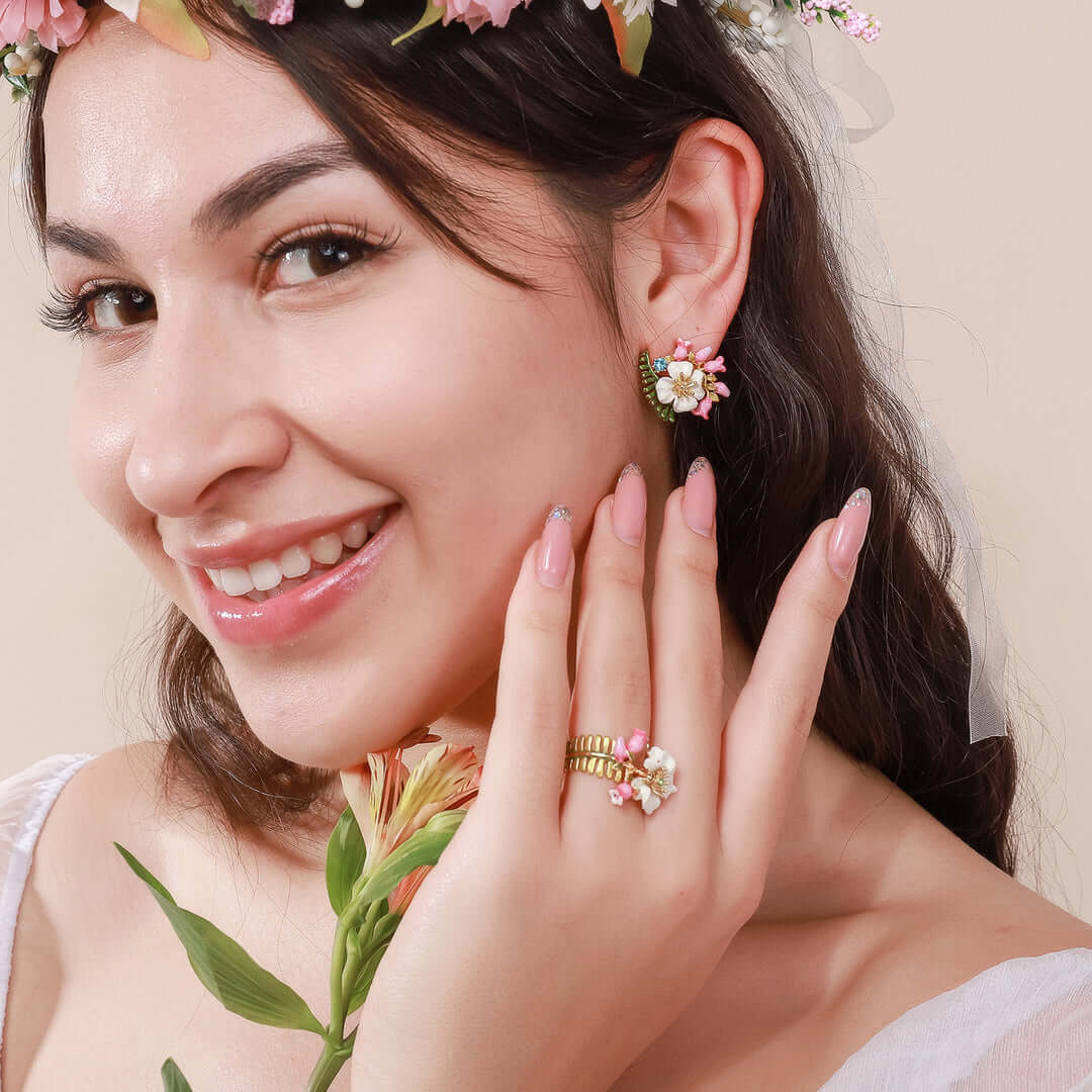 Raspberry & Lily of the Valley Earrings