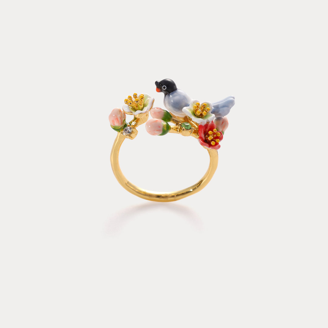 Magpie & Flower Ring