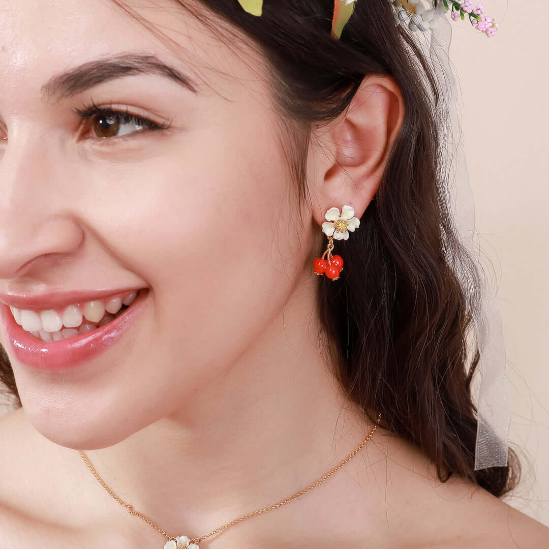 Cranberry Flower Earrings