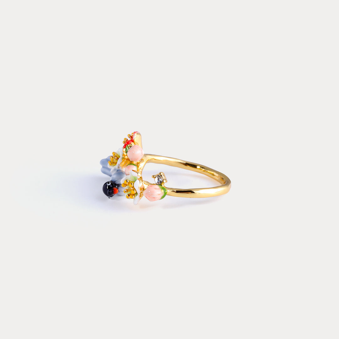 Magpie & Flower Ring