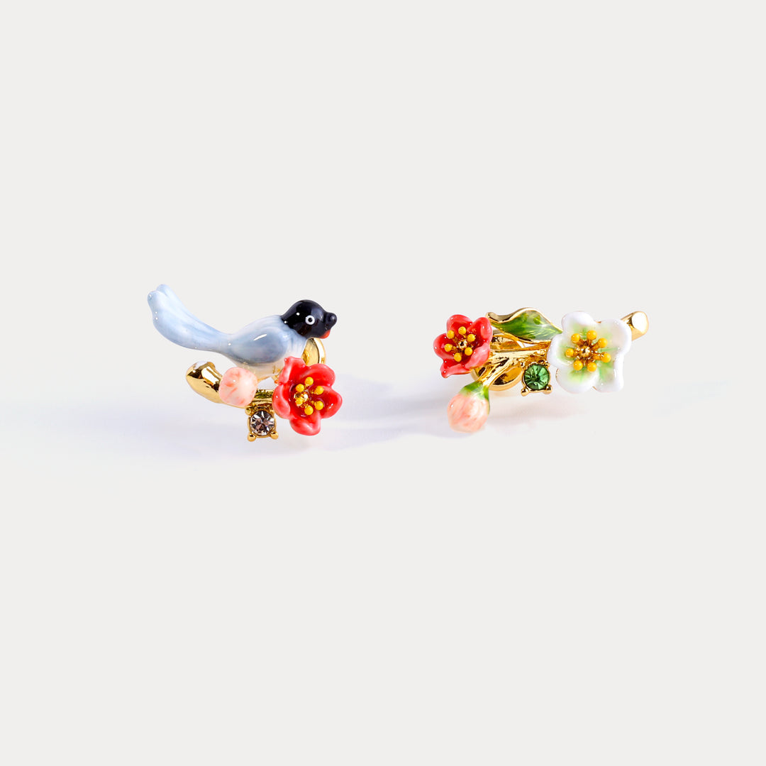 Magpie & Flower Earrings