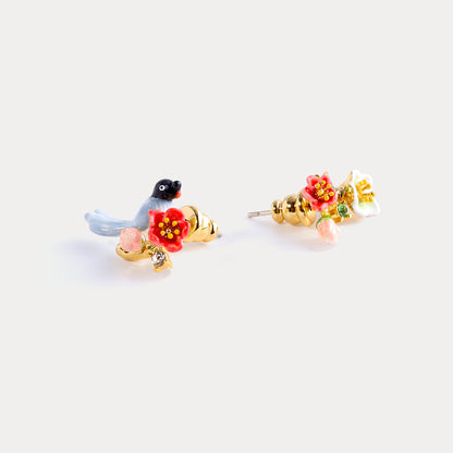 Magpie & Flower Earrings