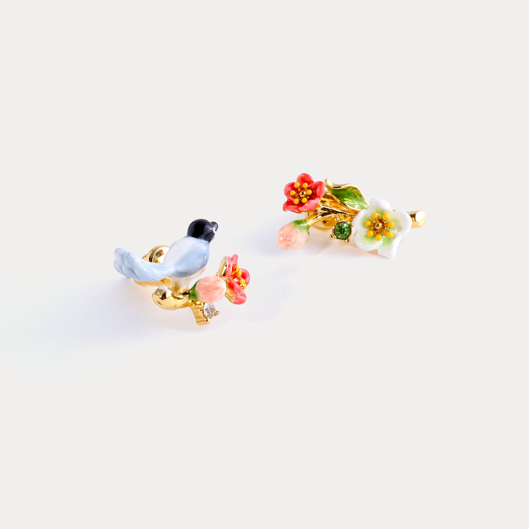 Magpie & Flower Earrings