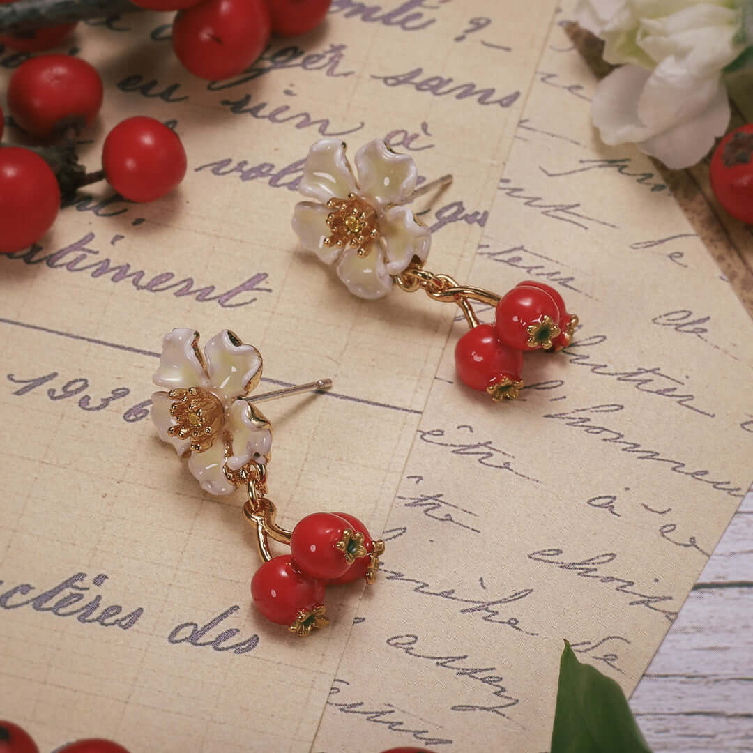 Cranberry Flower Earrings