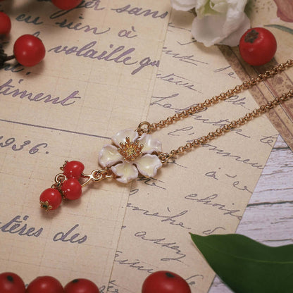 Cranberry Flowers Necklace