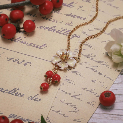 Cranberry Flowers Necklace