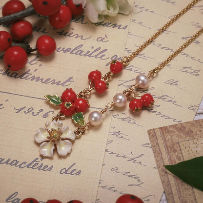 Cranberry Flowers Necklace