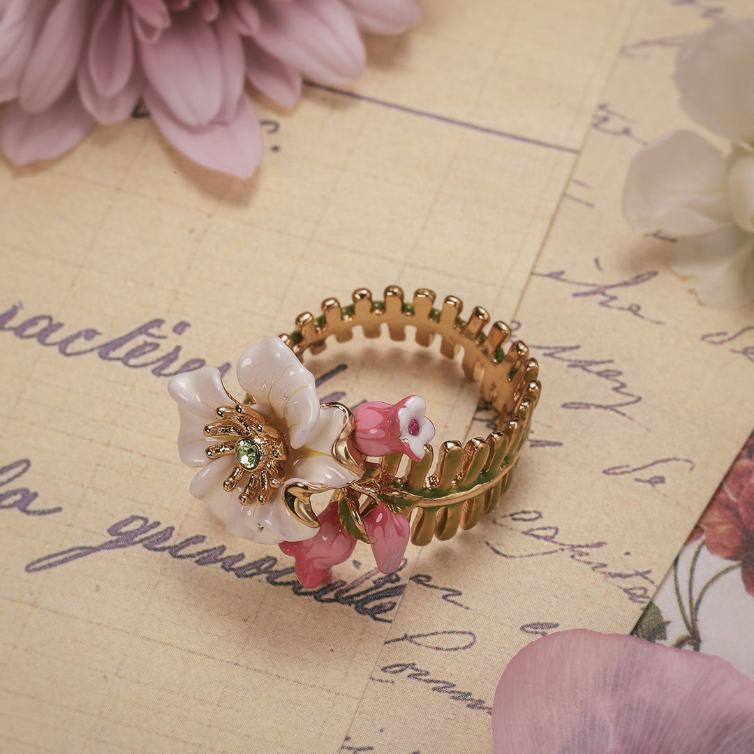 Raspberry & Lily of the Valley Ring