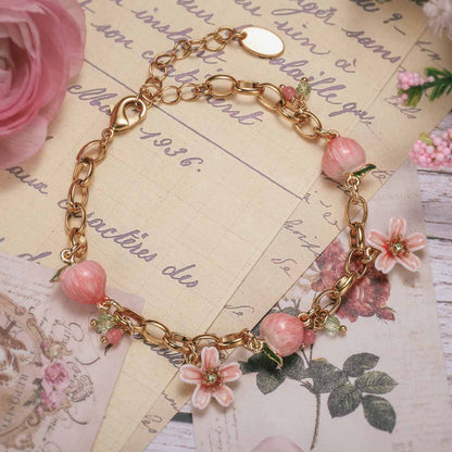 Peach Bracelet With Flower