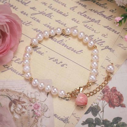 Peach Bracelet With Pearl