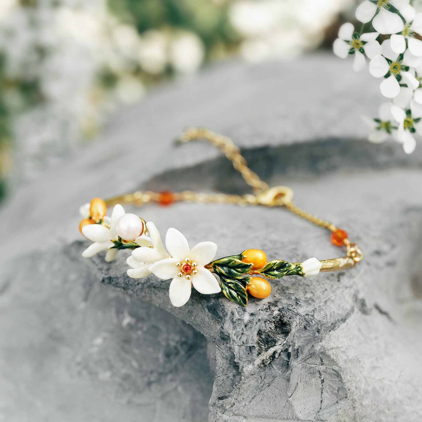 Orange Blossom Bracelet With Pearl