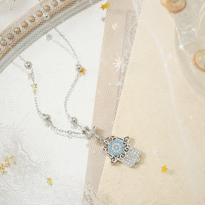 Silver Hamsa Hand Necklace