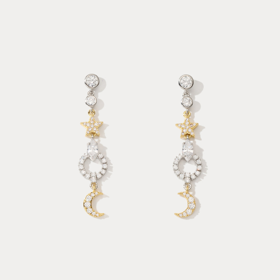 Moon Star Dangle Earrings