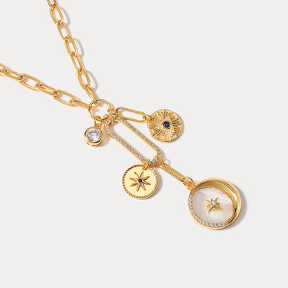 Star Moon Diamond Necklace