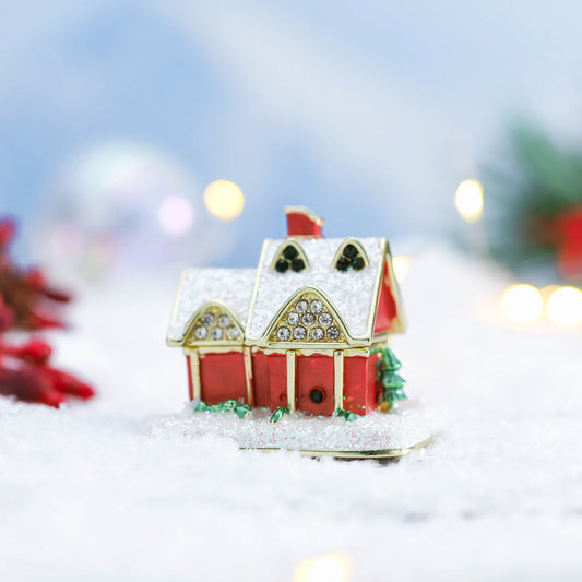 Christmas Snow House Trinket Box