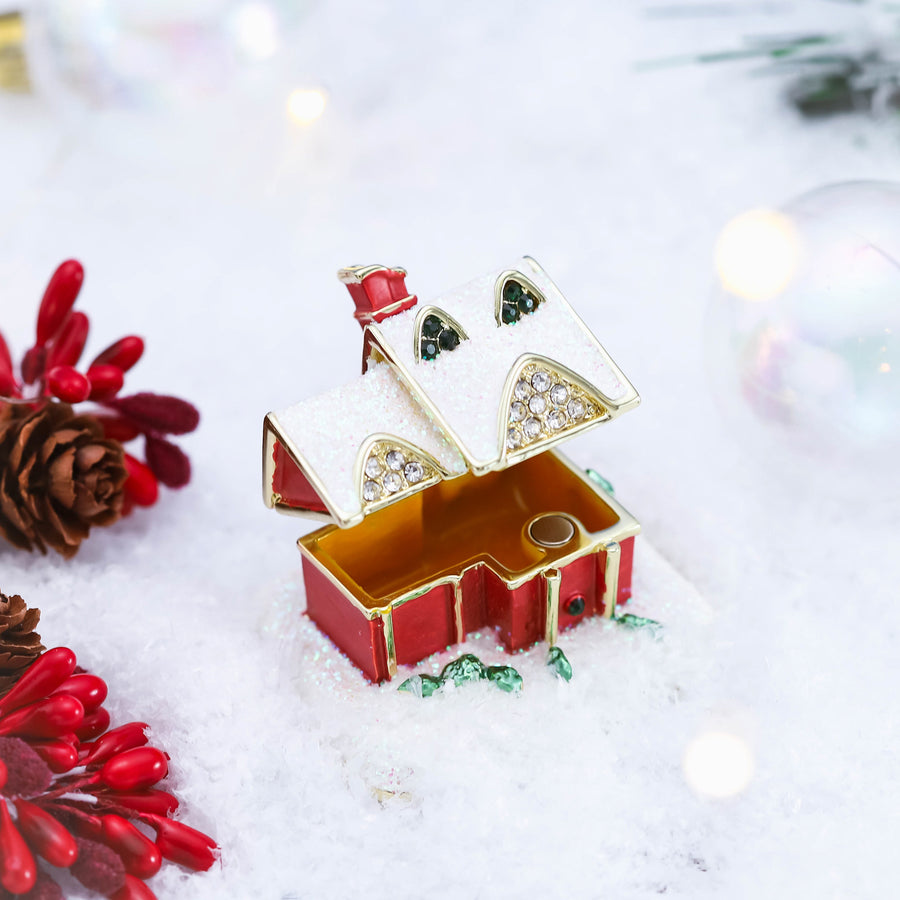 Christmas Snow House Trinket Box